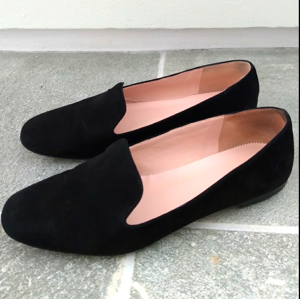 Black Suede J. Crew Smoking Slippers
